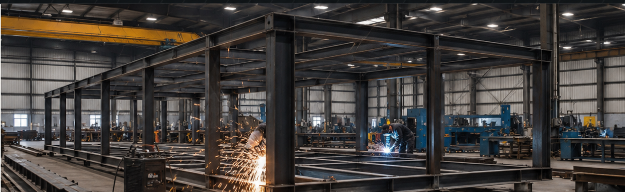 Steel-frame fabrication inside a manufacturing unit